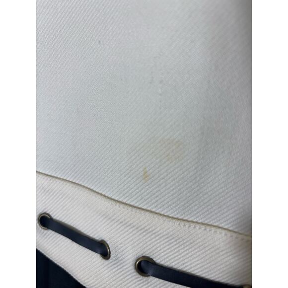 ECCOCI Cream Wool Blend Skirt with Black Removeable Pleated Hem Sz 12 - Picture 3 of 3